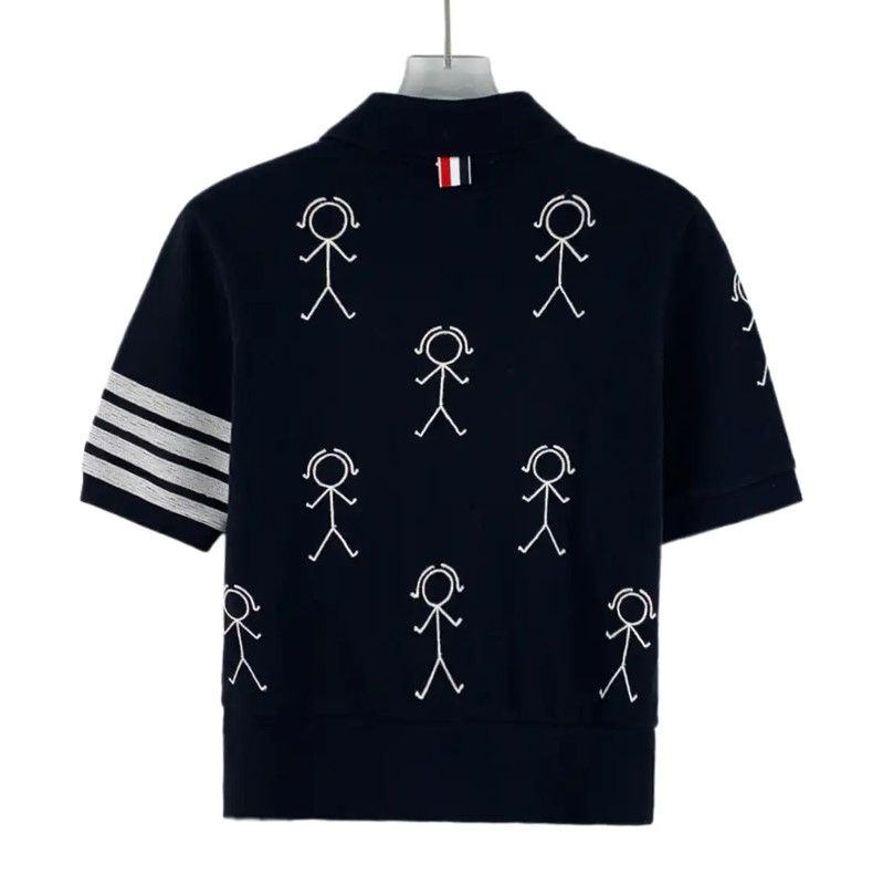 Thom Browne Thom Browne Women's Navy Cotton T-Shirt 0089 Size S / US 4 / IT 40 - 2 Thumbnail