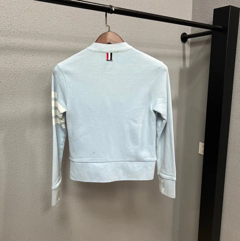 Thom Browne Thom Browne Light Blue Cotton Cardigan for Women 0089 Size S / US 4 / IT 40 - 2 Thumbnail