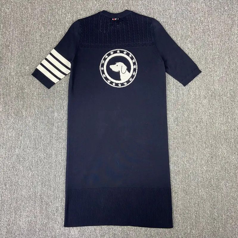 Thom Browne Thom Browne Navy Cotton Dress for Women 0089 Size M / US 6-8 / IT 42-44 - 2 Thumbnail
