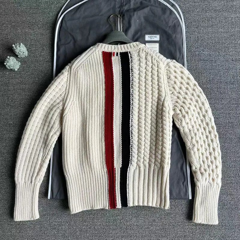 Thom Browne Thom Browne Beige Wool Women's Sweater 0089 Size L / US 10 / IT 46 - 2 Thumbnail