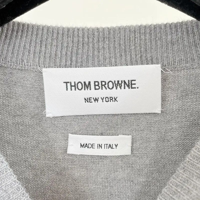 Thom Browne Thom Browne Gray Cotton Striped Long Sleeve Sweater 0089 Size M / US 6-8 / IT 42-44 - 6 Thumbnail