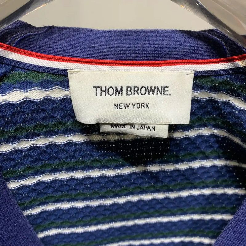 Thom Browne Thom Browne Blue Striped Cotton Cardigan 0089 Size ONE SIZE - 2 Thumbnail