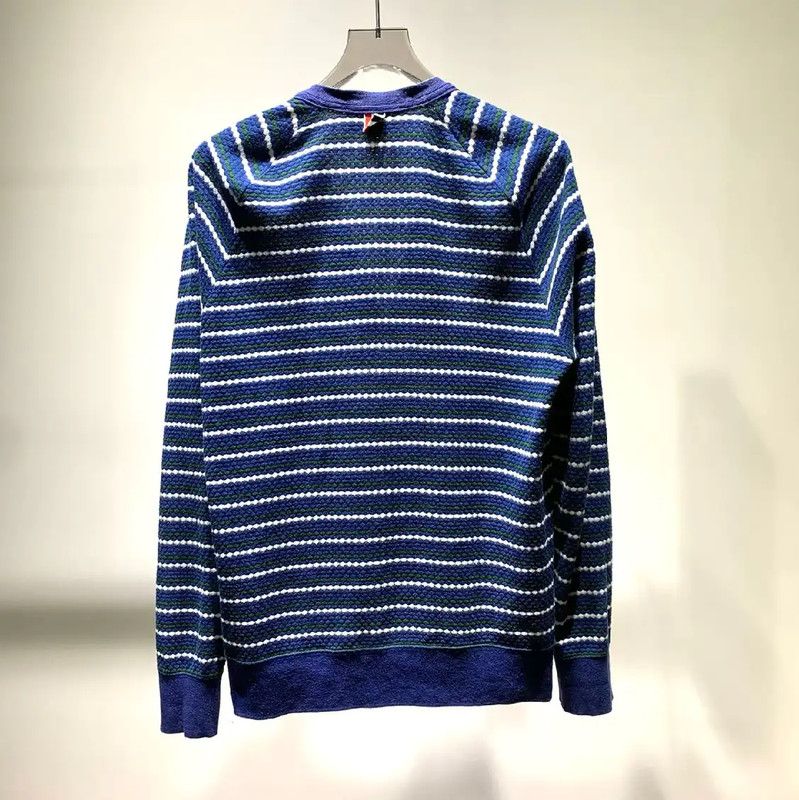 Thom Browne Thom Browne Blue Striped Cotton Cardigan 0089 Size ONE SIZE - 4 Thumbnail