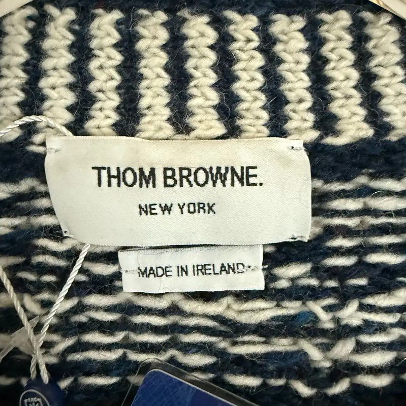 Thom Browne Thom Browne Women's Navy Wool Cardigan with Dogs 0089 Size ONE SIZE - 3 Thumbnail