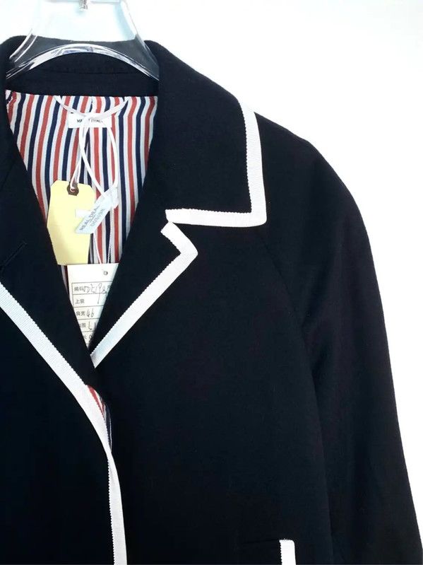 Thom Browne Thom Browne Black Striped Cashmere Coat 0089 Size S / US 4 / IT 40 - 3 Thumbnail