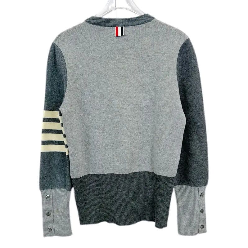 Thom Browne Thom Browne Light Gray Cotton Pullover Sweater 0089 Size M / US 6-8 / IT 42-44 - 2 Thumbnail