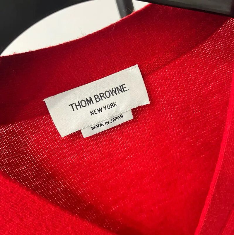 Thom Browne Thom Browne Red Cashmere Cardigan for Women 0089 Size XS / US 0-2 / IT 36-38 - 3 Thumbnail