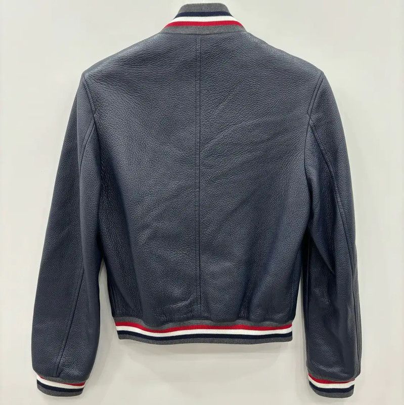 Thom Browne Thom Browne Navy Leather Striped Women's Jacket 0089 Size S / US 4 / IT 40 - 2 Thumbnail
