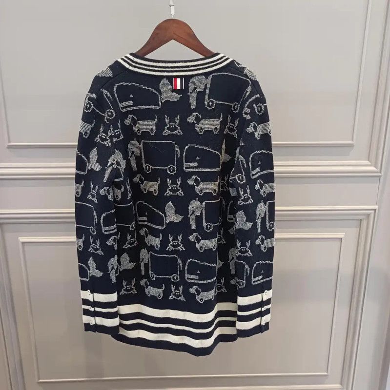 Thom Browne Thom Browne Black Wool-Blend Long Cardigan 0089 Size M / US 6-8 / IT 42-44 - 2 Thumbnail