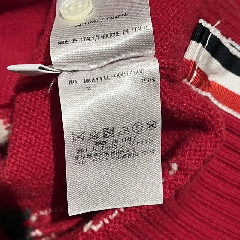Thom Browne Thom Browne Red Wool Patterned Sweater 0089 Size S / US 4 / IT 40 - 6 Thumbnail