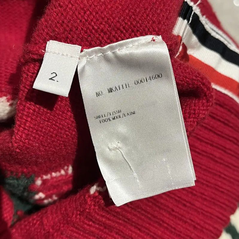 Thom Browne Thom Browne Red Wool Patterned Sweater 0089 Size S / US 4 / IT 40 - 4 Thumbnail