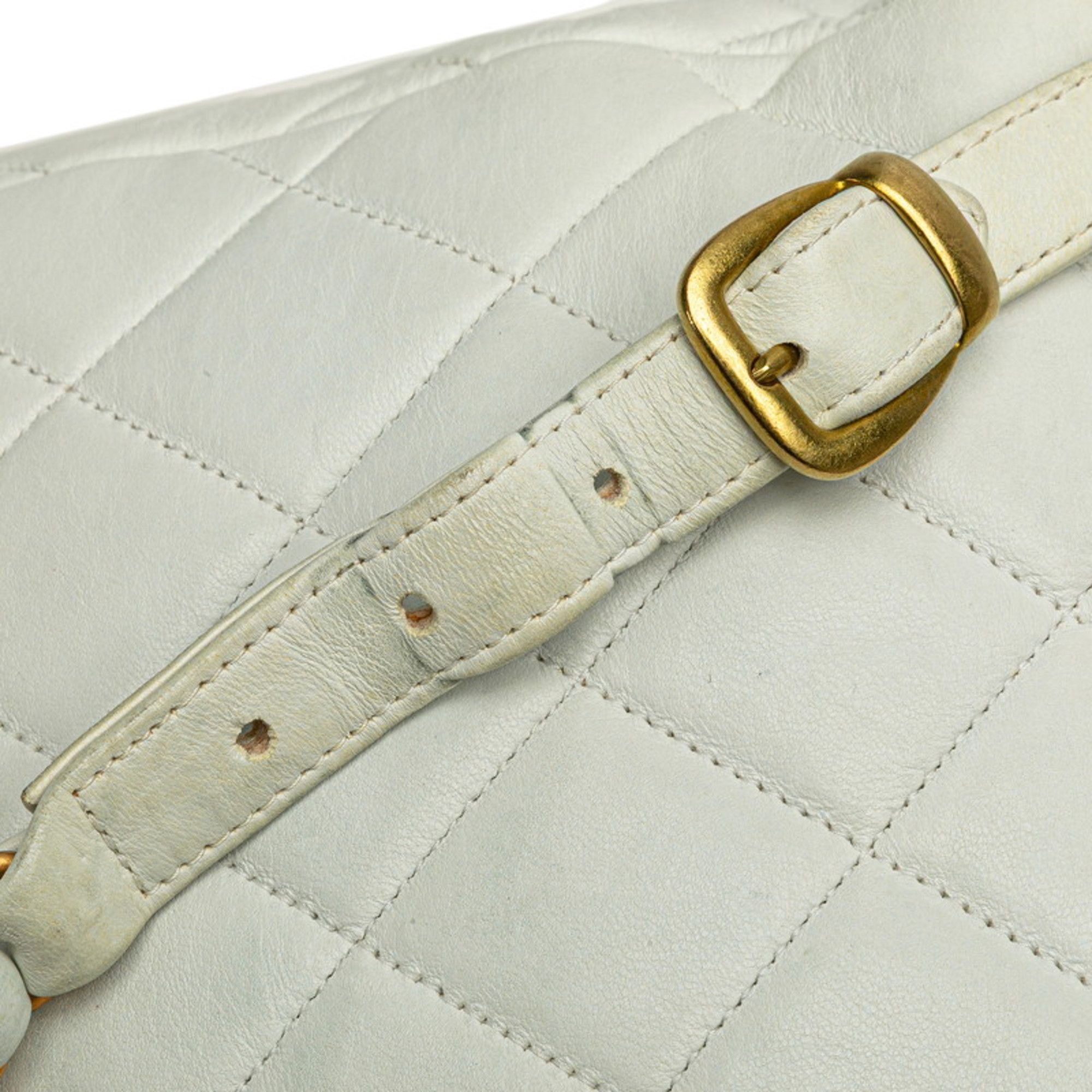 Chanel CHANEL Matelasse Coco Mark Chain Backpack in White Lambskin for Women Size ONE SIZE - 8 Thumbnail