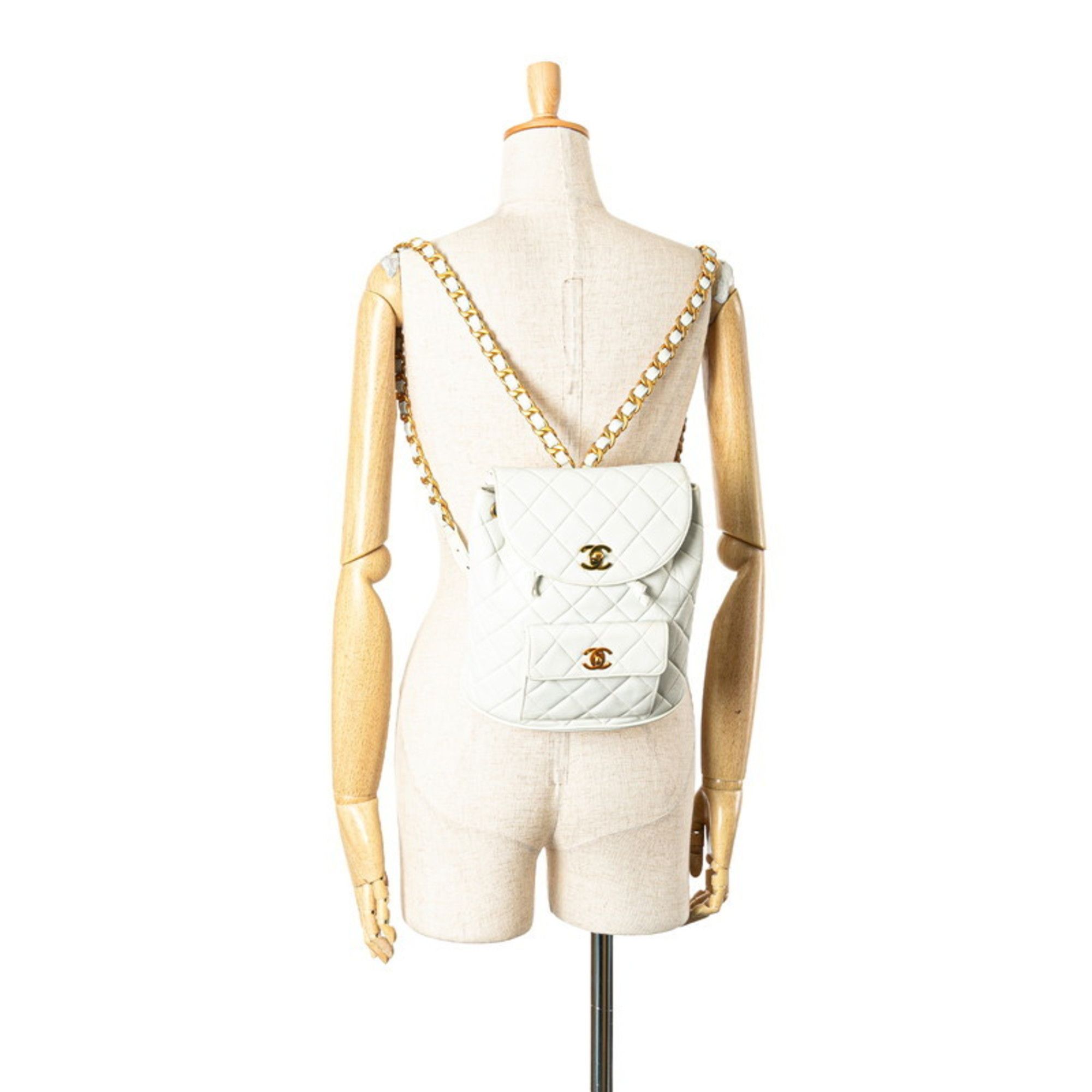 Chanel CHANEL Matelasse Coco Mark Chain Backpack in White Lambskin for Women Size ONE SIZE - 13 Thumbnail