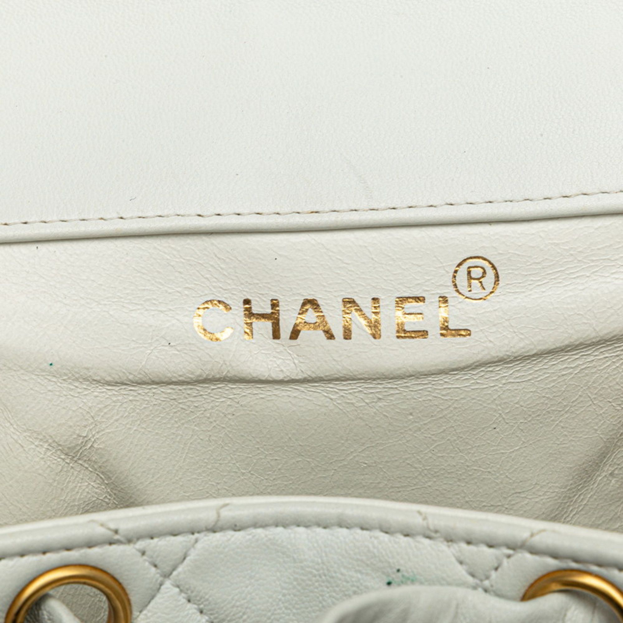 Chanel CHANEL Matelasse Coco Mark Chain Backpack in White Lambskin for Women Size ONE SIZE - 10 Thumbnail