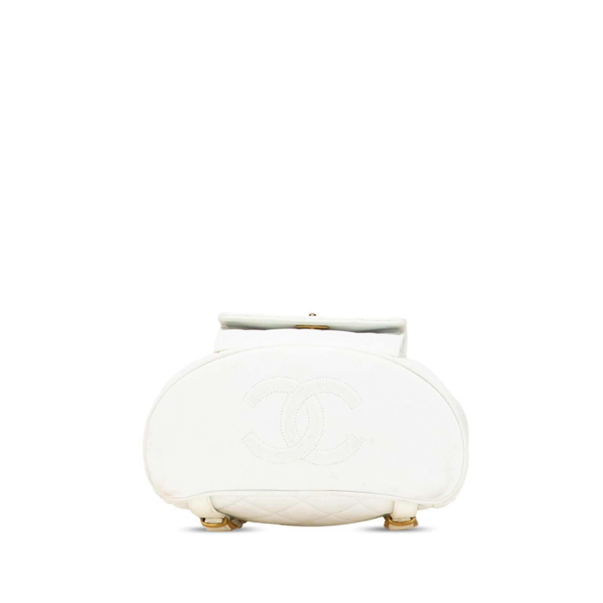 Chanel CHANEL Matelasse Coco Mark Chain Backpack in White Lambskin for Women Size ONE SIZE - 3 Thumbnail