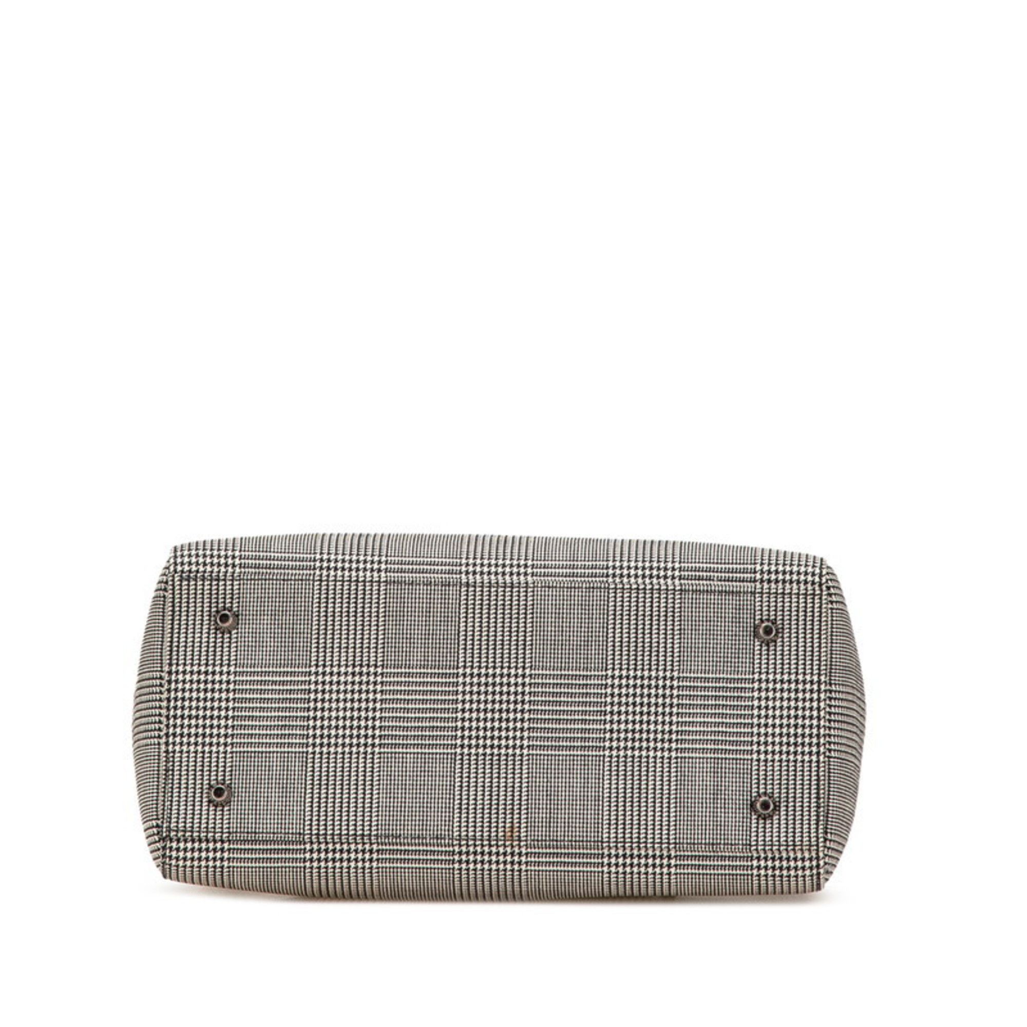 Dior Christian Dior Dior Lady Houndstooth Handbag Black White Canvas Leather Women's Size ONE SIZE - 3 Thumbnail