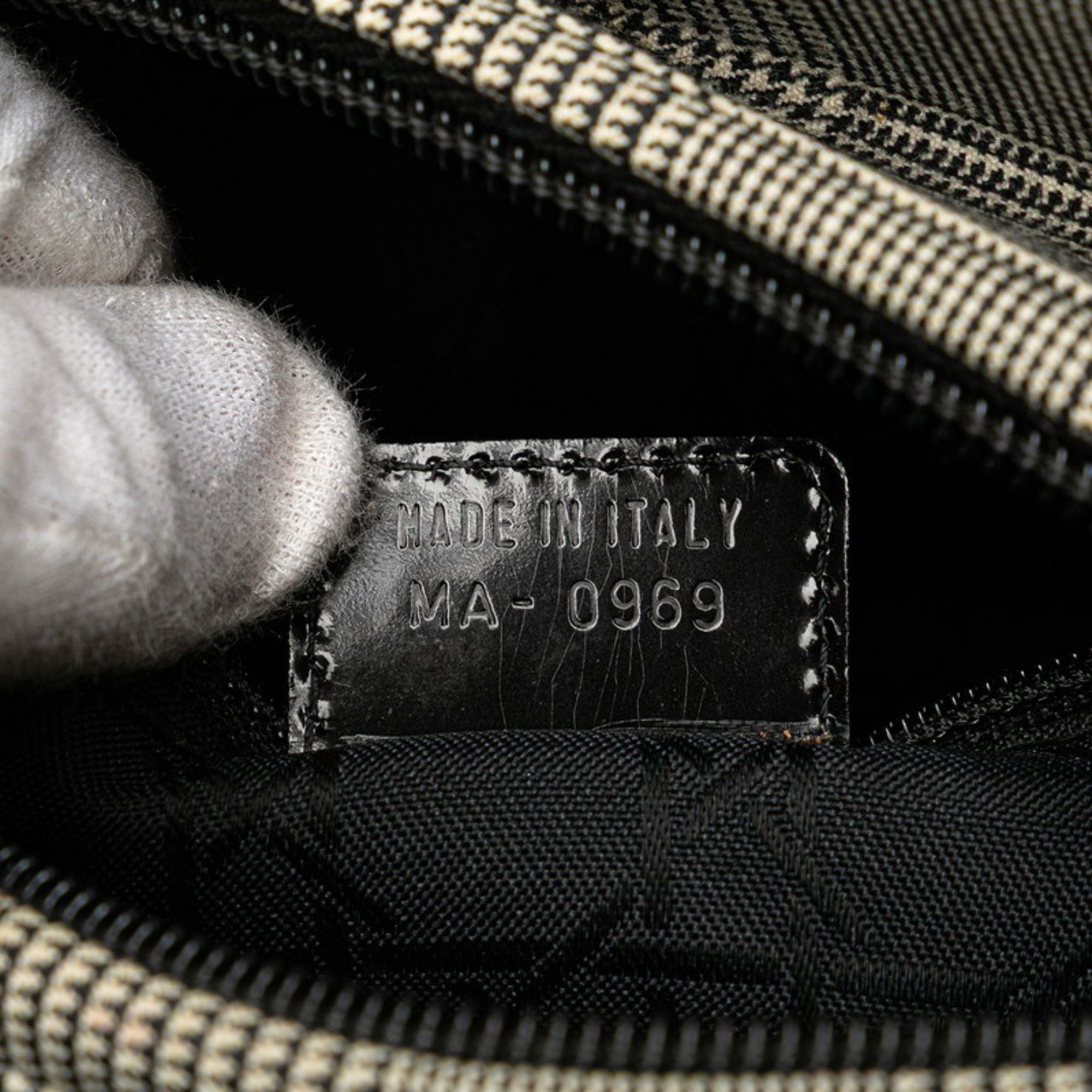 Dior Christian Dior Dior Lady Houndstooth Handbag Black White Canvas Leather Women's Size ONE SIZE - 11 Thumbnail