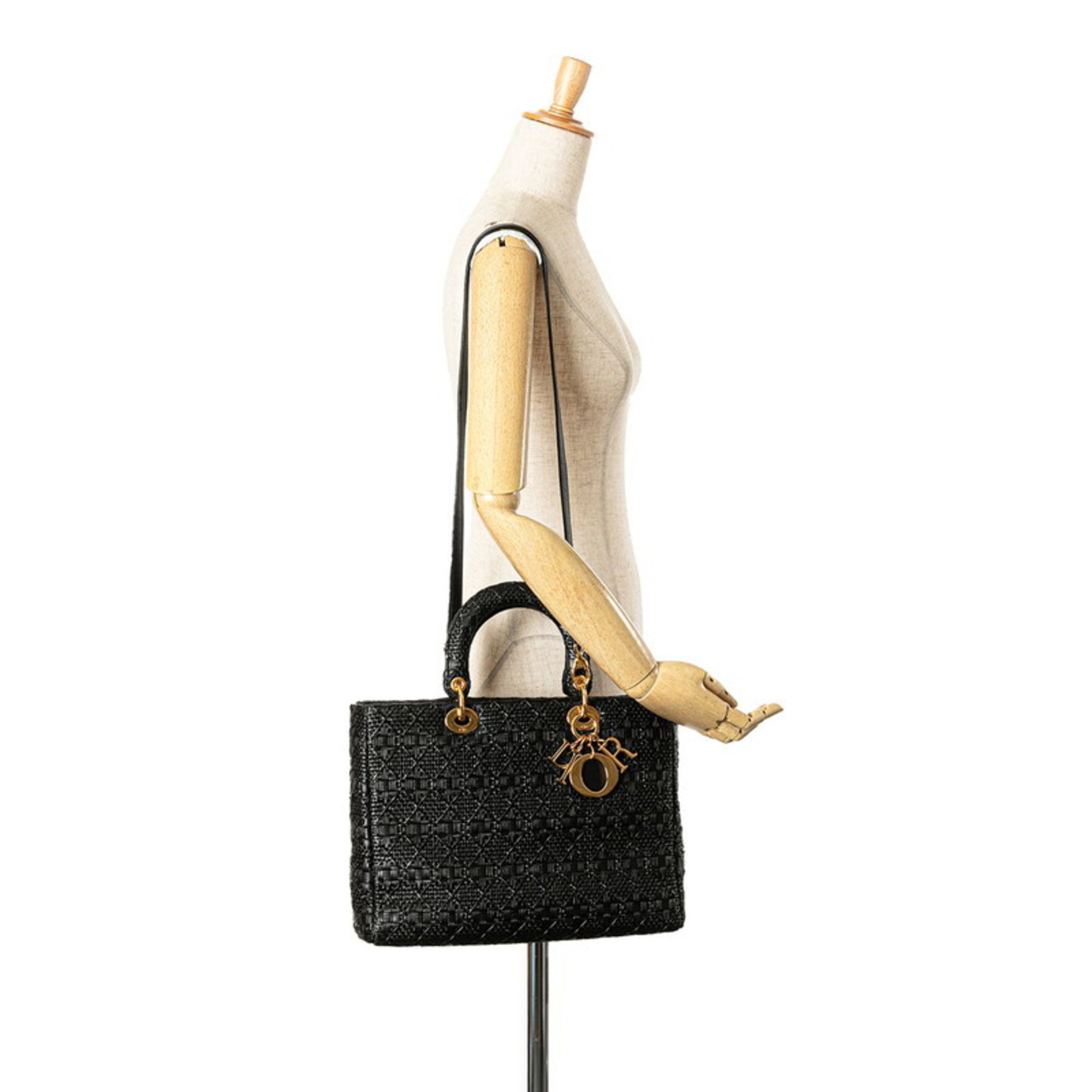Dior Christian Dior Dior Lady Handbag Shoulder Bag 2WAY Black Leather Women's Size ONE SIZE - 14 Thumbnail