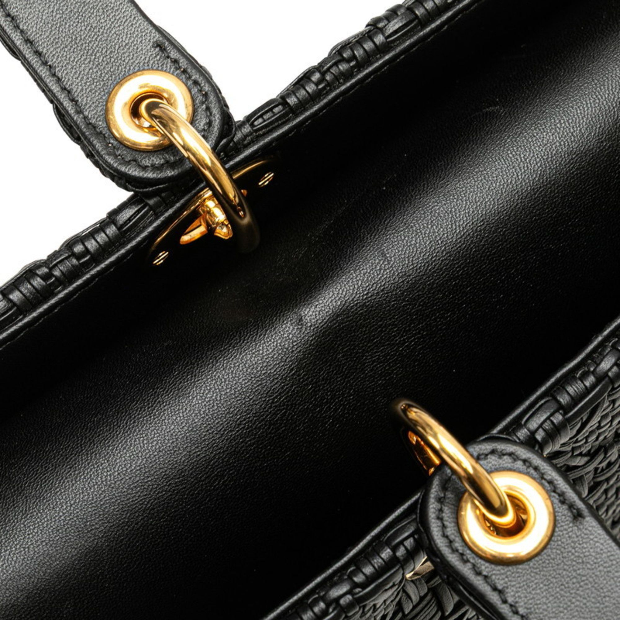Dior Christian Dior Dior Lady Handbag Shoulder Bag 2WAY Black Leather Women's Size ONE SIZE - 6 Thumbnail