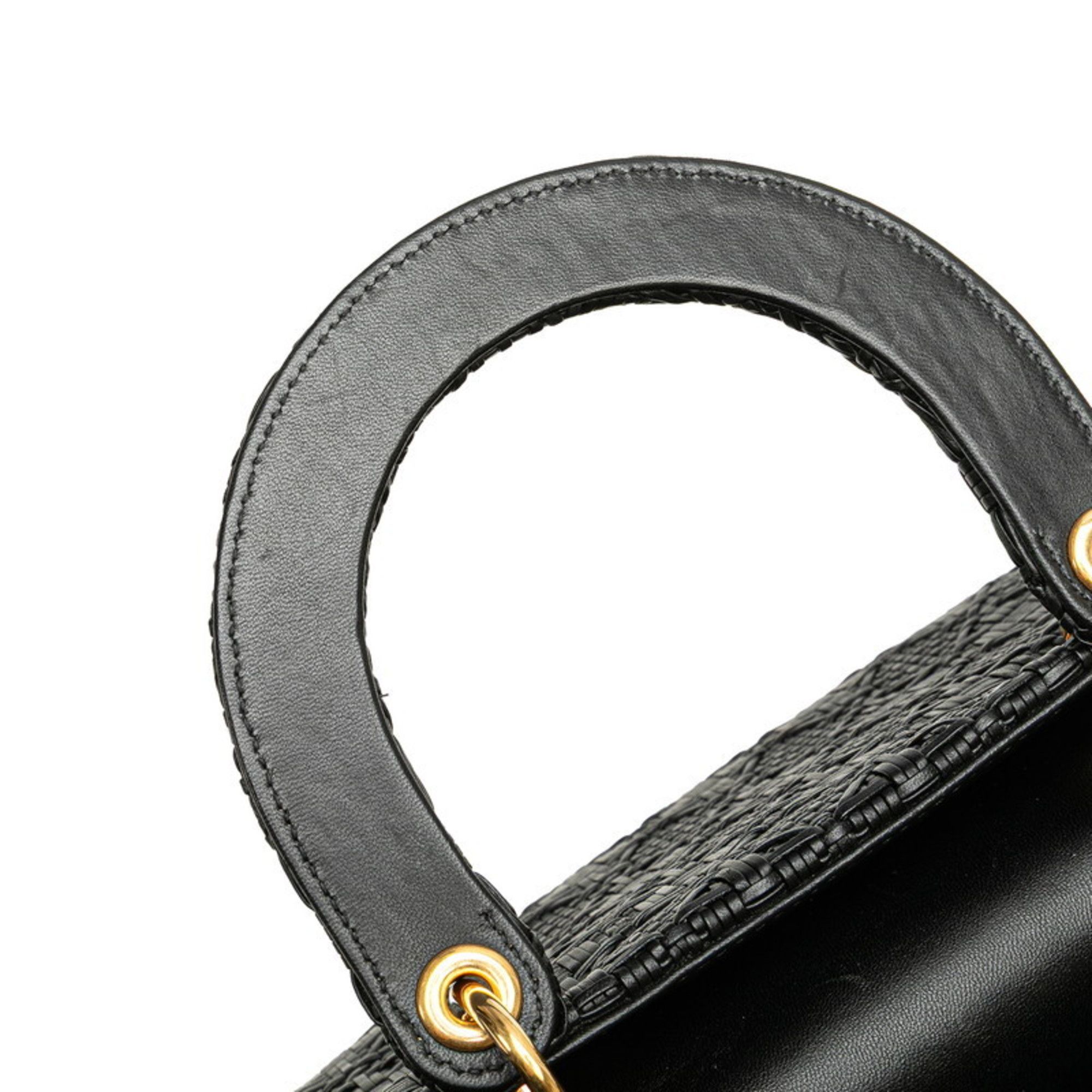 Dior Christian Dior Dior Lady Handbag Shoulder Bag 2WAY Black Leather Women's Size ONE SIZE - 4 Thumbnail