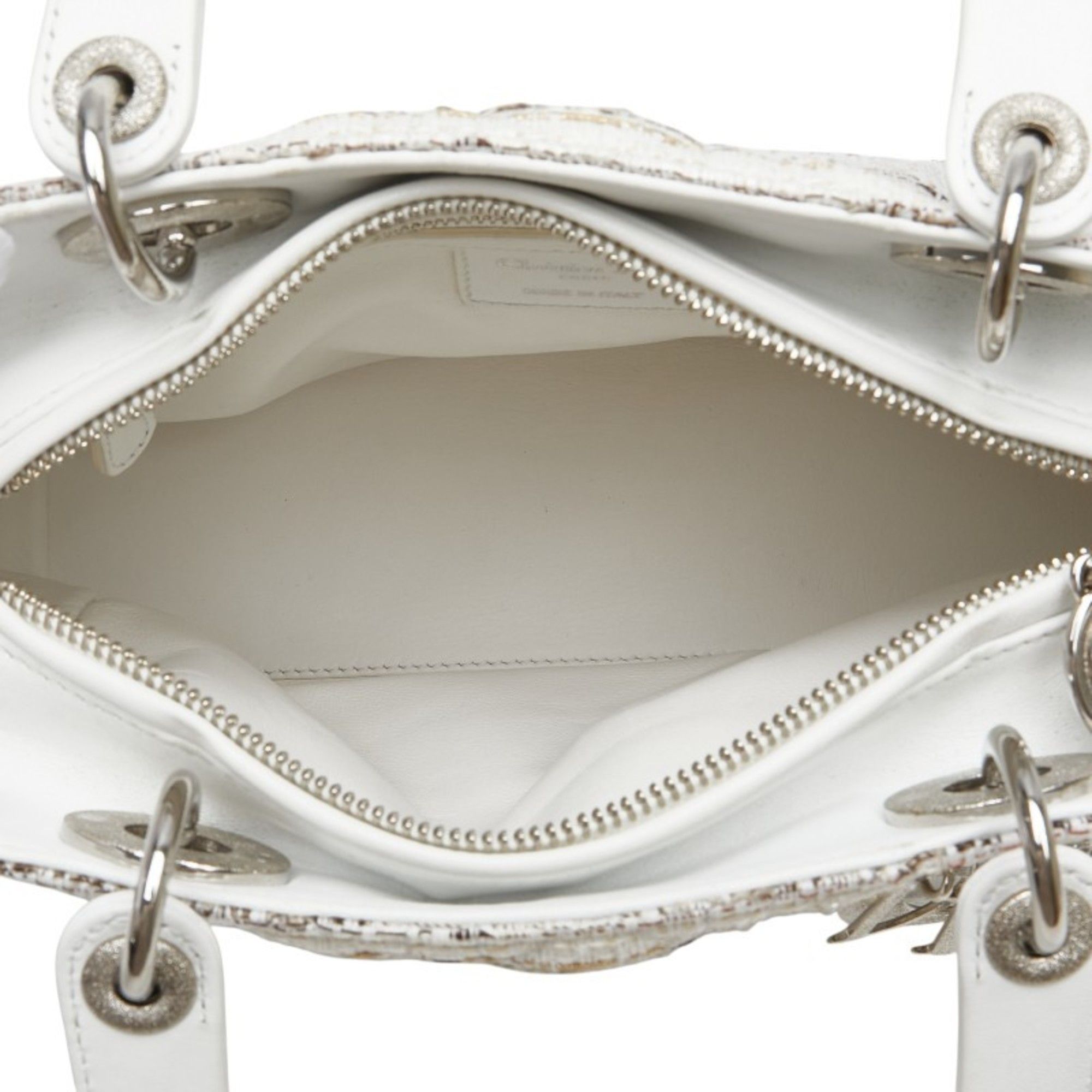 Dior Christian Dior Dior Lady Canage Tweed Handbag in White and Multicolor Canvas Leather for Women Size ONE SIZE - 6 Thumbnail