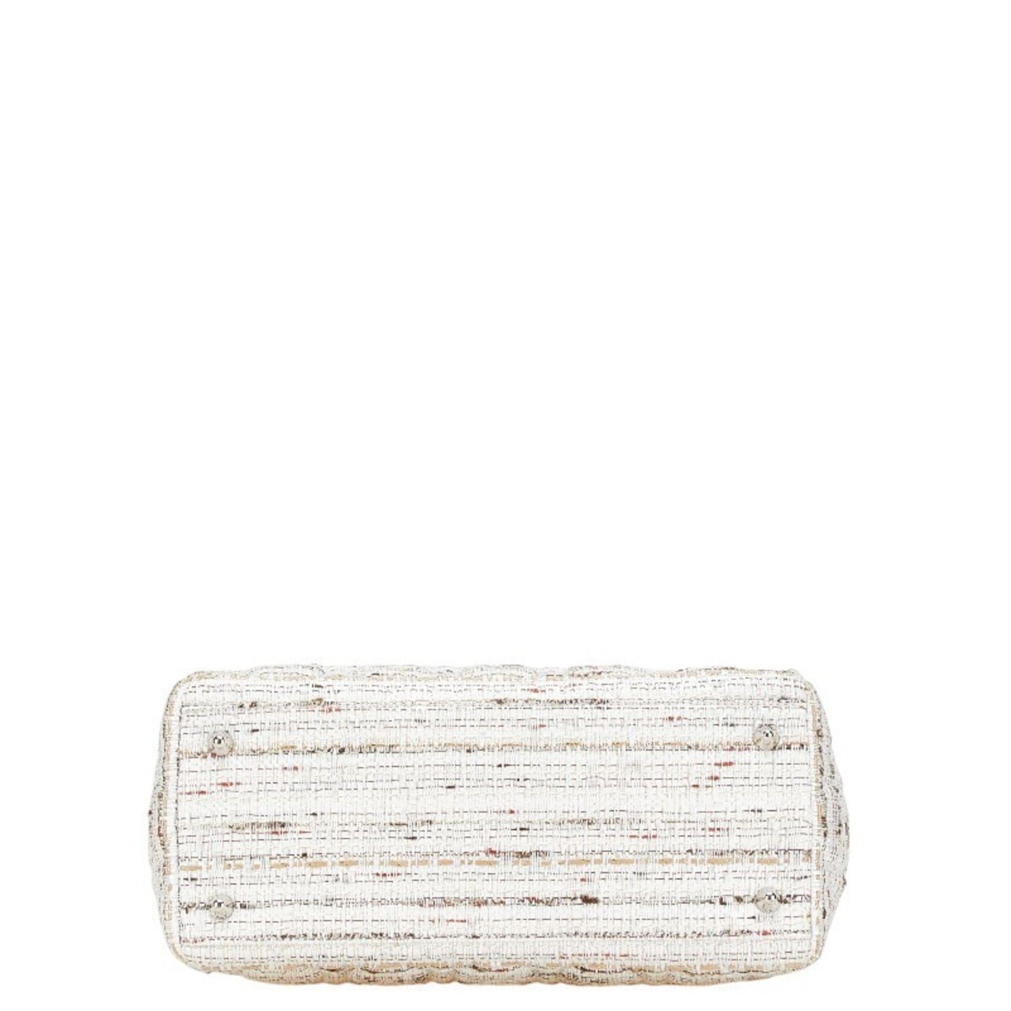Dior Christian Dior Dior Lady Canage Tweed Handbag in White and Multicolor Canvas Leather for Women Size ONE SIZE - 3 Thumbnail