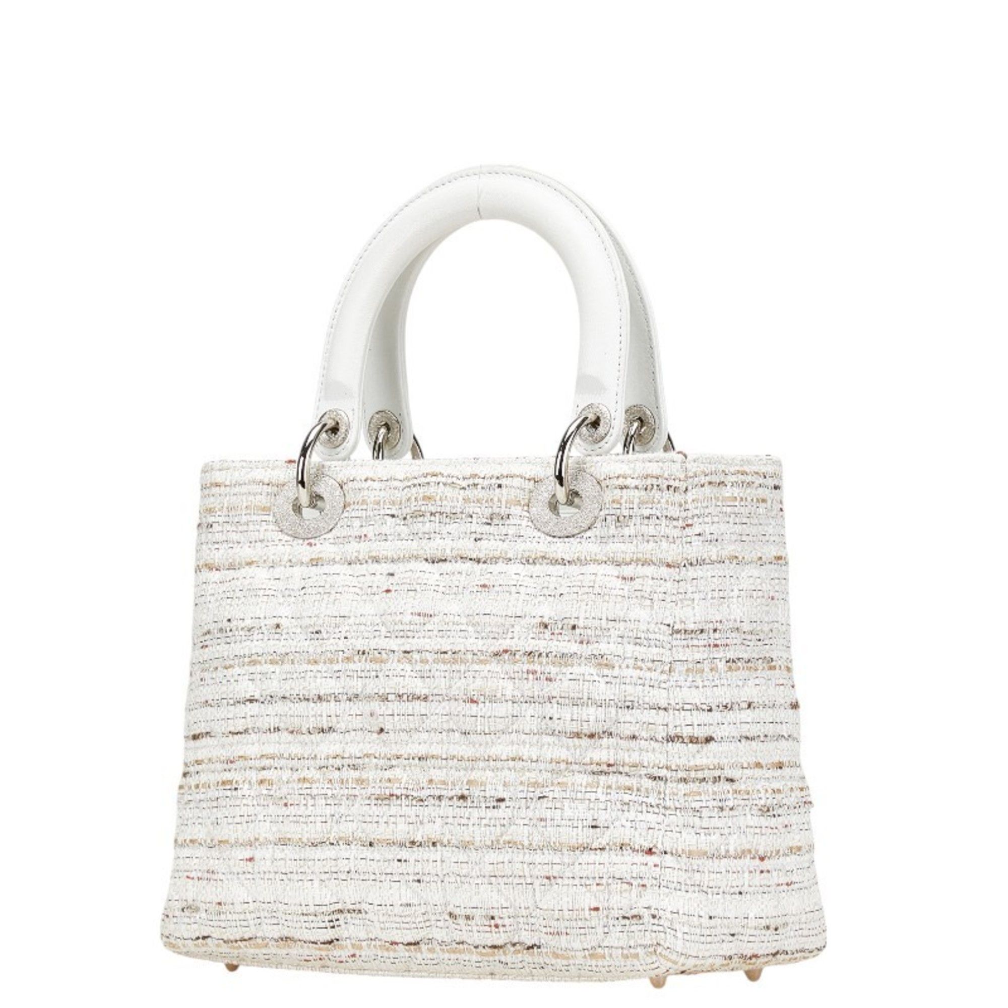 Dior Christian Dior Dior Lady Canage Tweed Handbag in White and Multicolor Canvas Leather for Women Size ONE SIZE - 2 Thumbnail