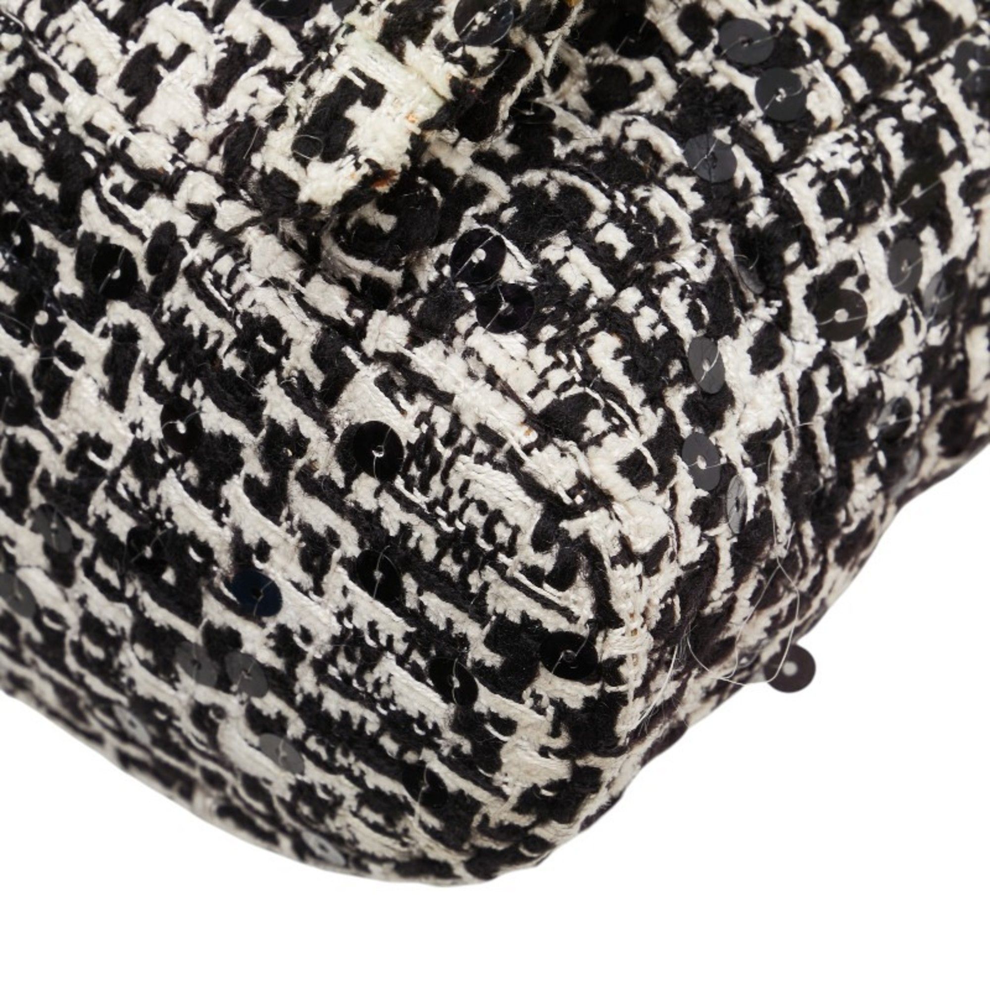 Chanel Chanel Matelasse Coco Mark Gold Hardware Chain Backpack Black White Tweed Sequins Women's CHANEL Size ONE SIZE - 7 Thumbnail