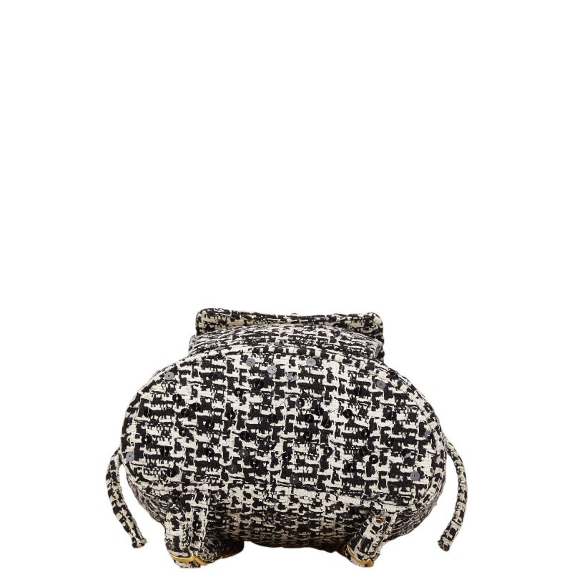 Chanel Chanel Matelasse Coco Mark Gold Hardware Chain Backpack Black White Tweed Sequins Women's CHANEL Size ONE SIZE - 3 Thumbnail