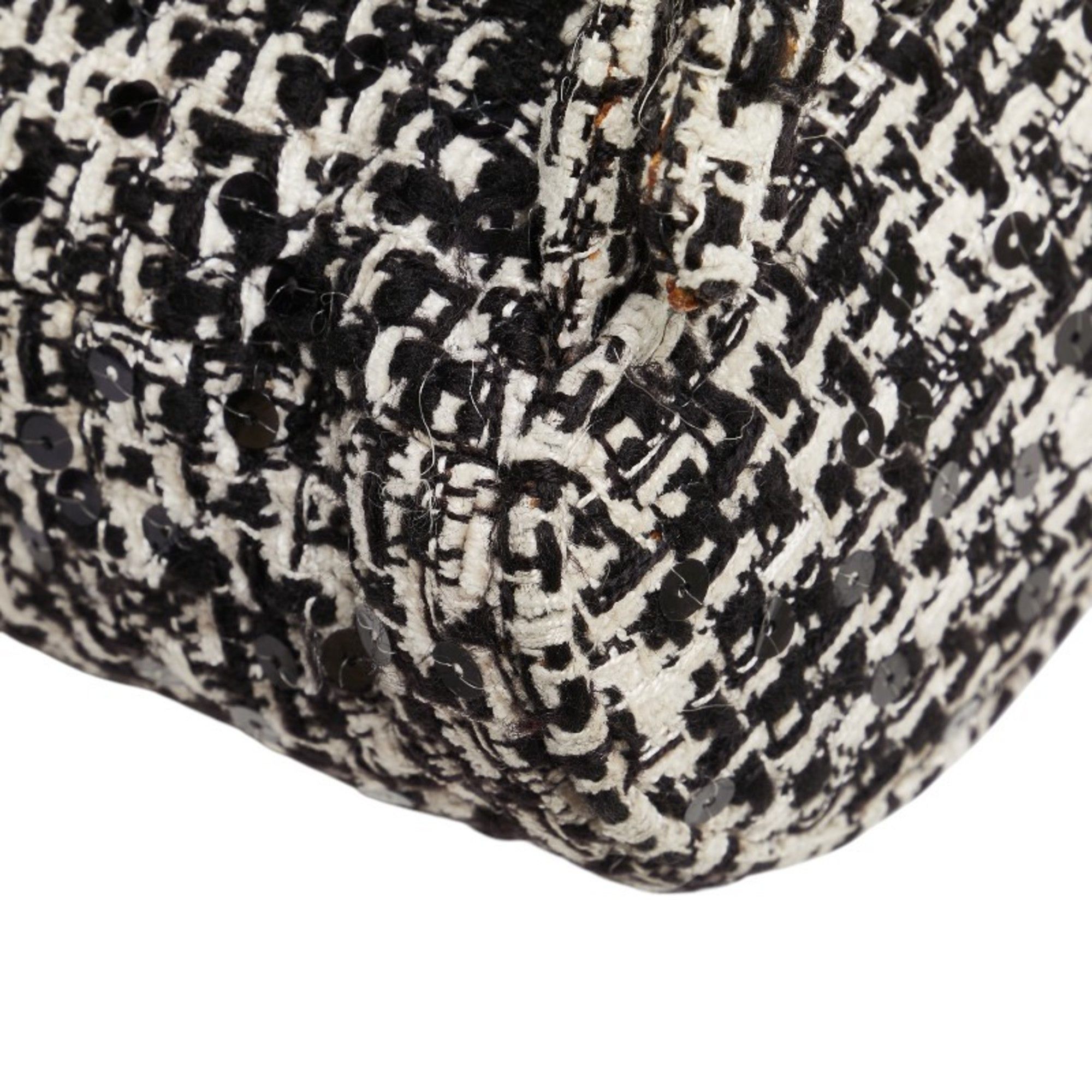 Chanel Chanel Matelasse Coco Mark Gold Hardware Chain Backpack Black White Tweed Sequins Women's CHANEL Size ONE SIZE - 6 Thumbnail