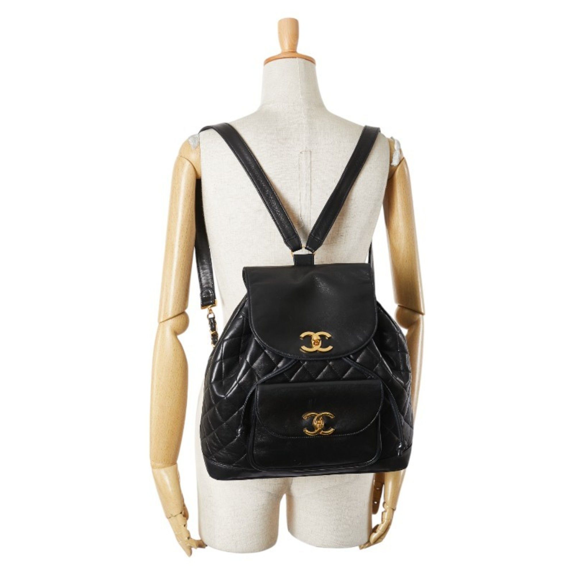 Chanel CHANEL Matelasse Coco Mark Gold Hardware Chain Backpack Black Lambskin Women's Size ONE SIZE - 14 Thumbnail