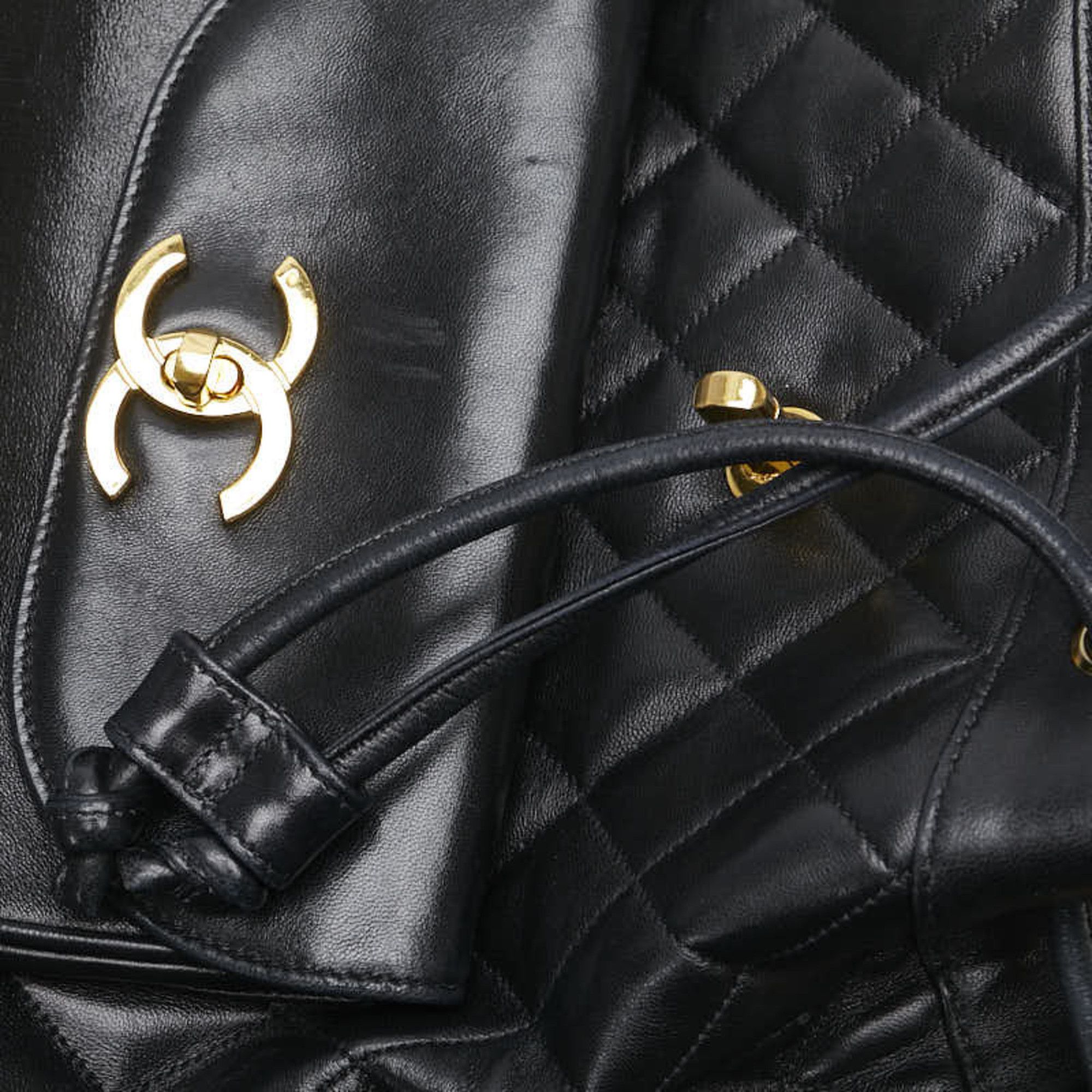 Chanel CHANEL Matelasse Coco Mark Gold Hardware Chain Backpack Black Lambskin Women's Size ONE SIZE - 8 Thumbnail