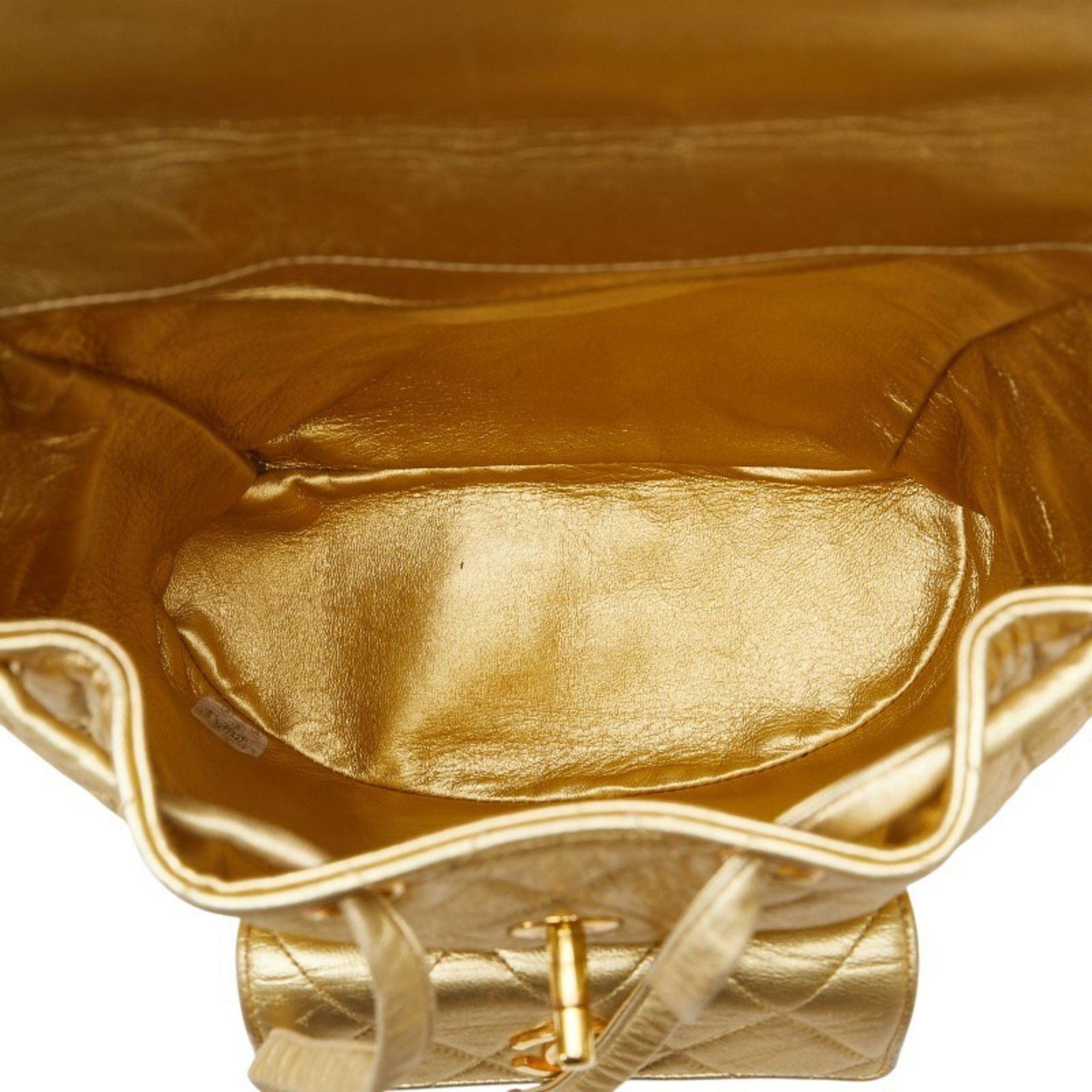 Chanel Chanel Coco Mark Matelasse Backpack, Gold Lambskin, Women's, CHANEL Size ONE SIZE - 10 Thumbnail