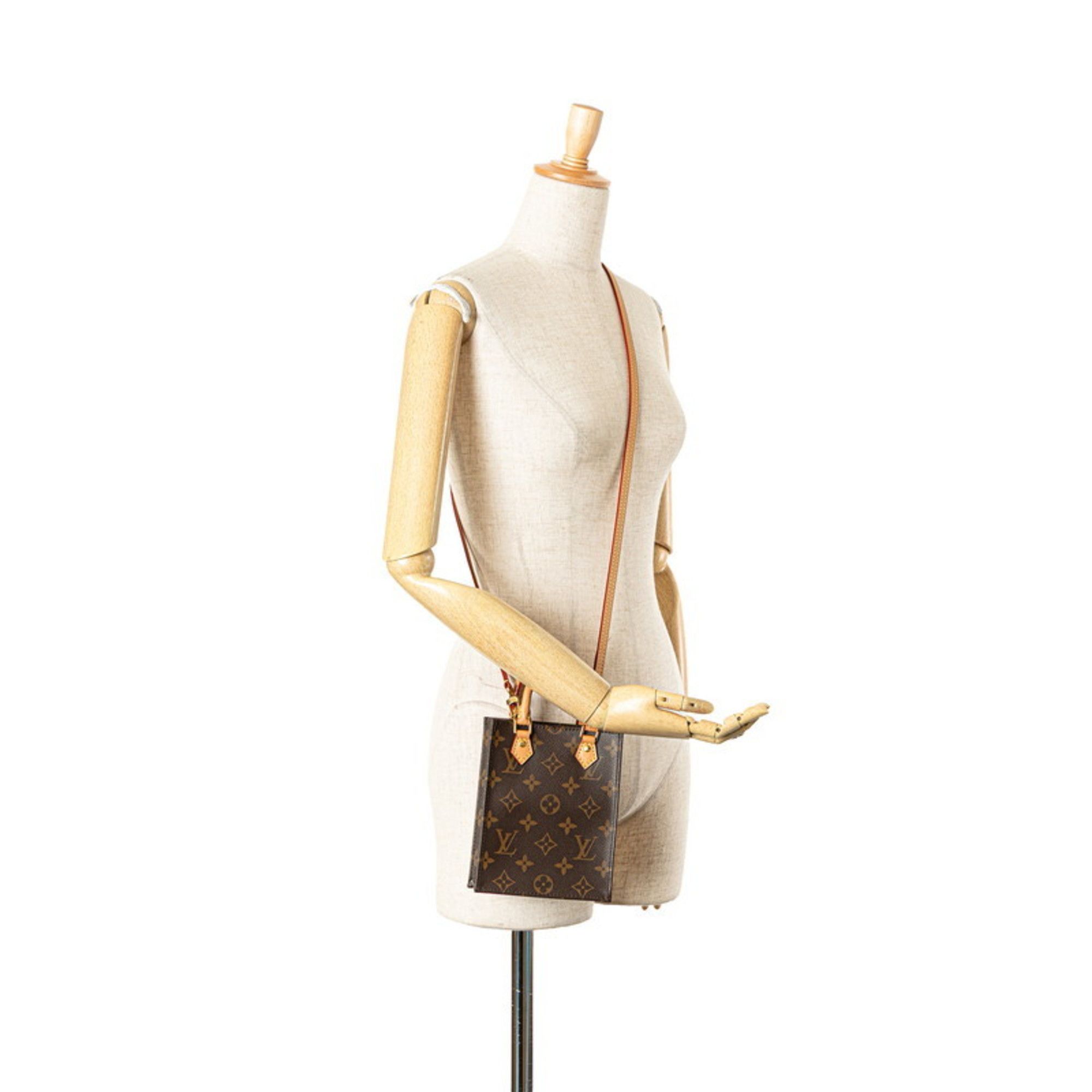 Louis Vuitton Louis Vuitton Monogram Petite Sac Plat Handbag/Shoulder Bag 2WAY M81295 Brown Leather Women's LOUIS VUITTON Size ONE SIZE - 10 Thumbnail