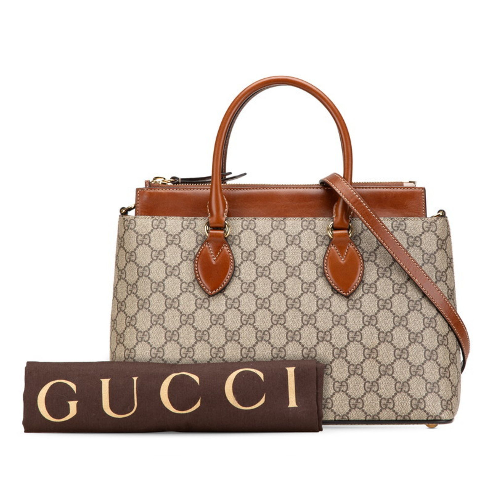 Gucci Gucci GG Supreme Small Handbag/Shoulder Bag 2WAY 409534 Beige Brown Leather Women's GUCCI Size ONE SIZE - 10 Thumbnail