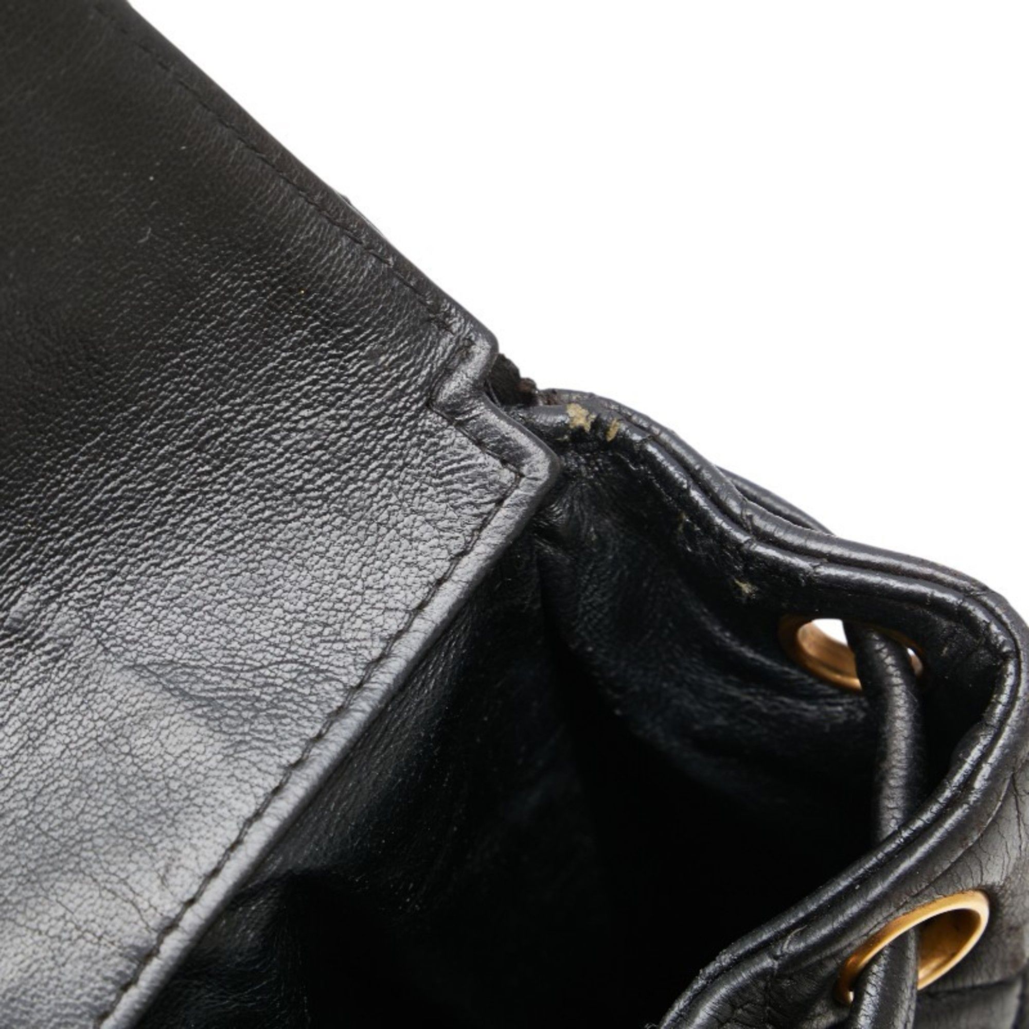 CHANEL Matelasse Coco Mark Gold Hardware Chain Backpack Black Lambskin Women\'s