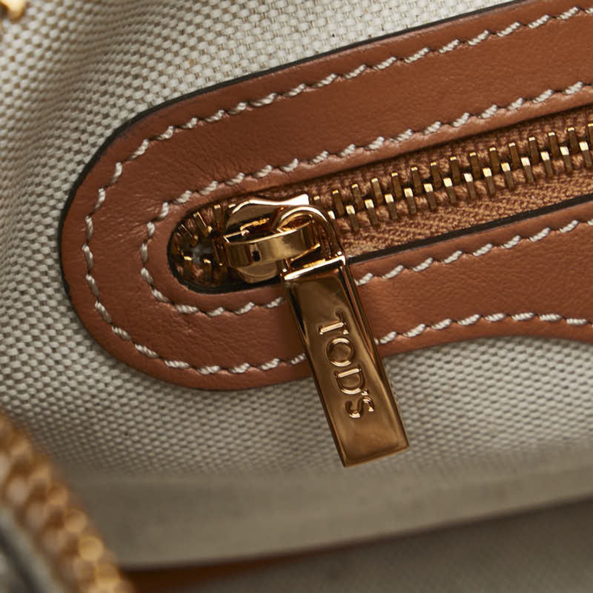 Tod's Tod's T Timeless Python Embossed Shoulder Bag in Ivory and Brown Leather Canvas for Women Size ONE SIZE - 9 Thumbnail