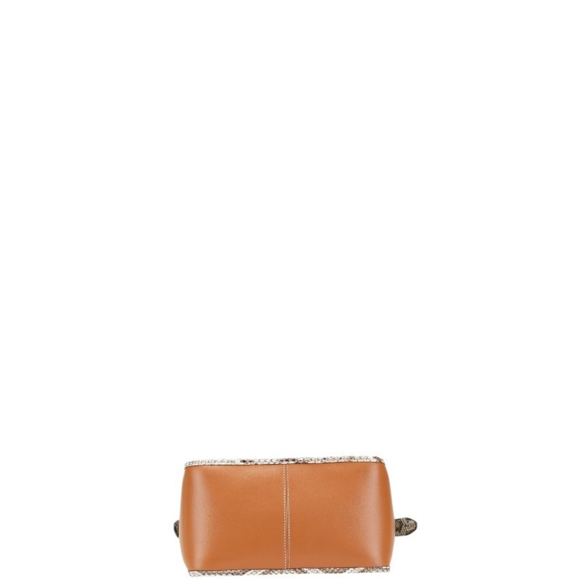 Tod's Tod's T Timeless Python Embossed Shoulder Bag in Ivory and Brown Leather Canvas for Women Size ONE SIZE - 3 Thumbnail