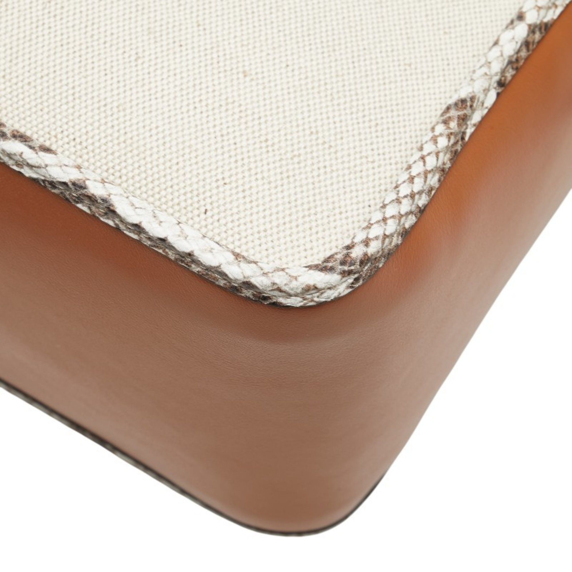Tod's Tod's T Timeless Python Embossed Shoulder Bag in Ivory and Brown Leather Canvas for Women Size ONE SIZE - 7 Thumbnail