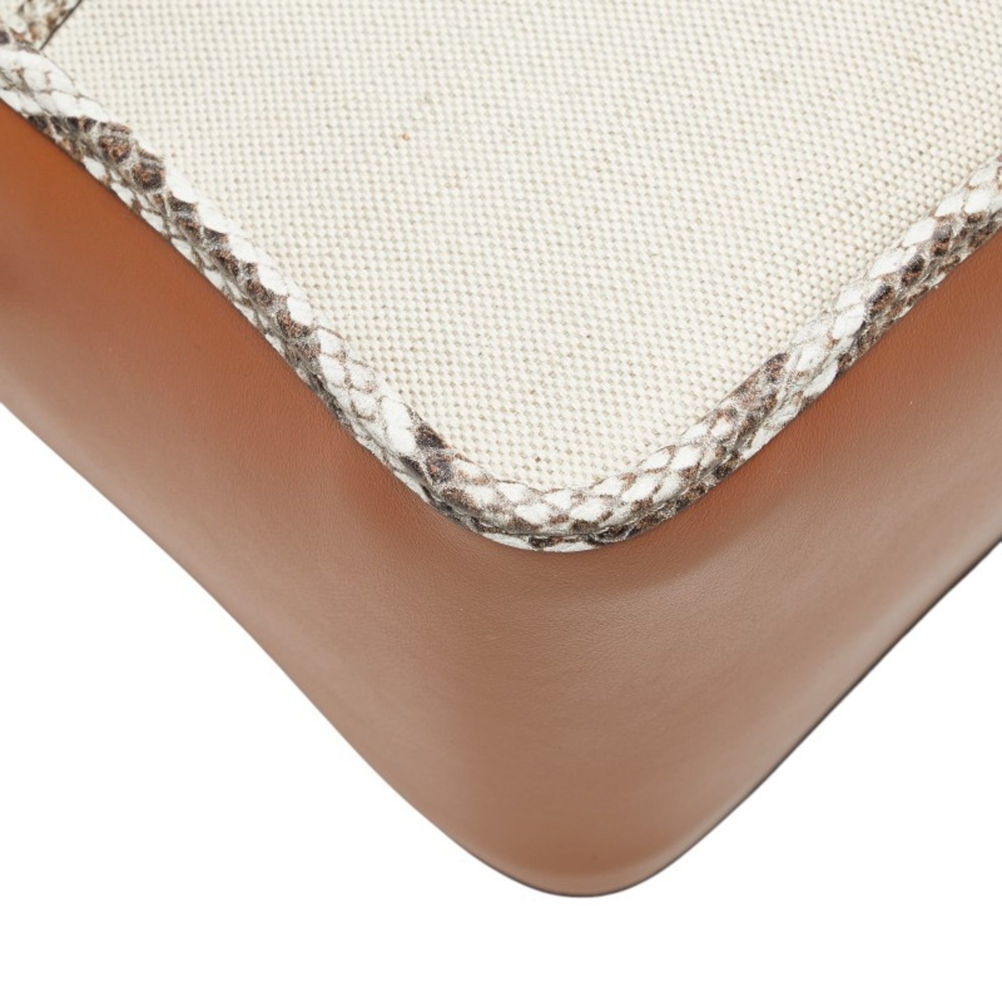 Tod's Tod's T Timeless Python Embossed Shoulder Bag in Ivory and Brown Leather Canvas for Women Size ONE SIZE - 6 Thumbnail