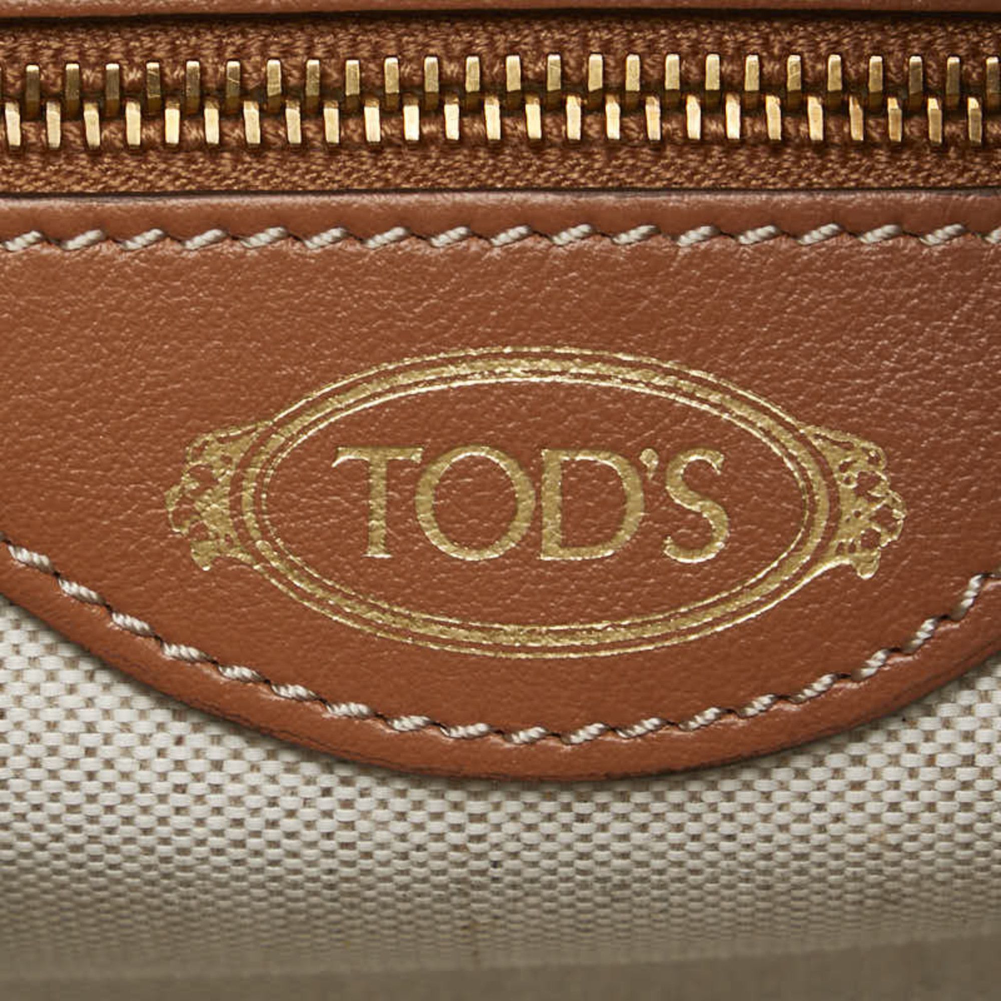 Tod's Tod's T Timeless Python Embossed Shoulder Bag in Ivory and Brown Leather Canvas for Women Size ONE SIZE - 10 Thumbnail