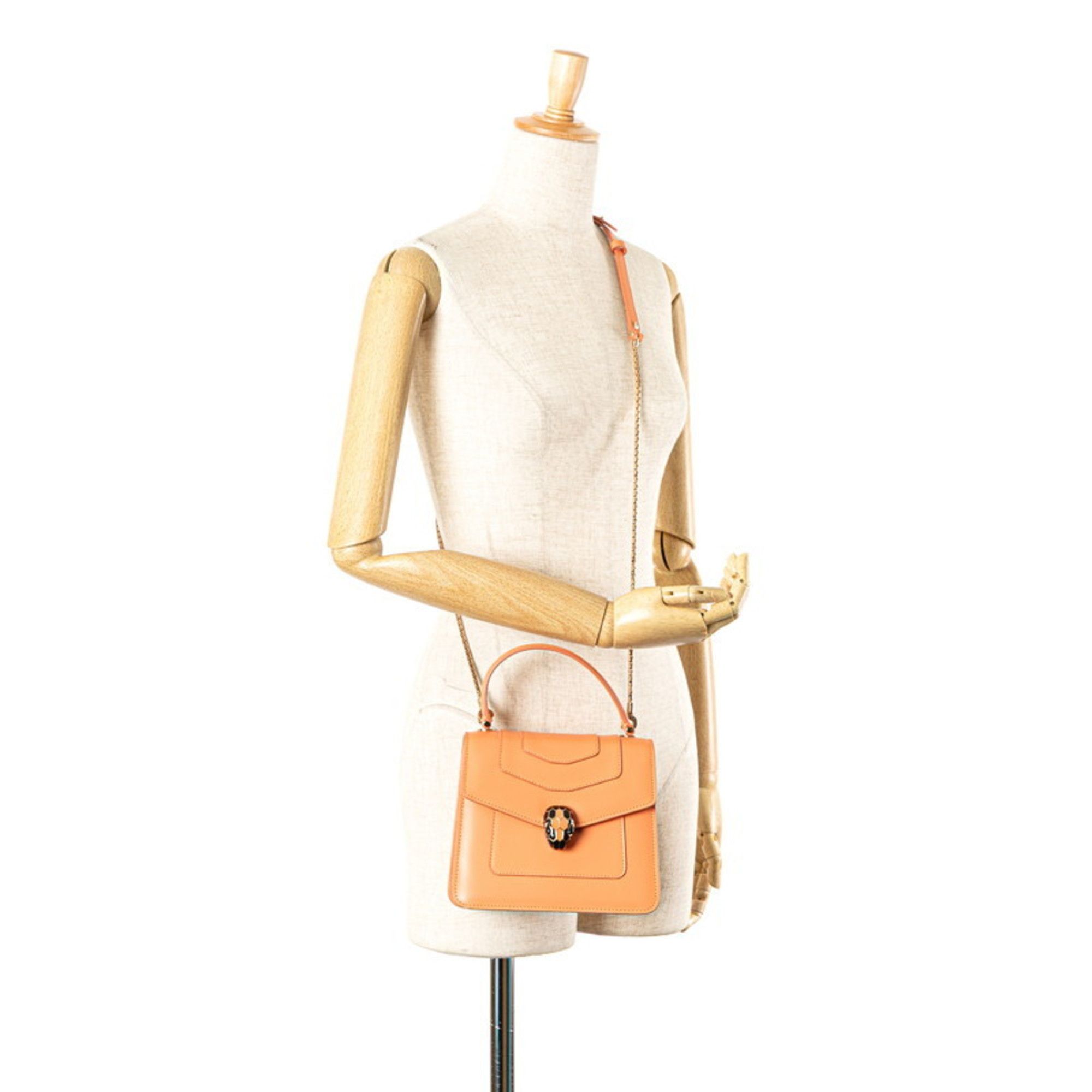 Bvlgari BVLGARI Serpenti Forever Handbag/Shoulder Bag, 2-Way, Orange Leather, Women's Size ONE SIZE - 13 Thumbnail