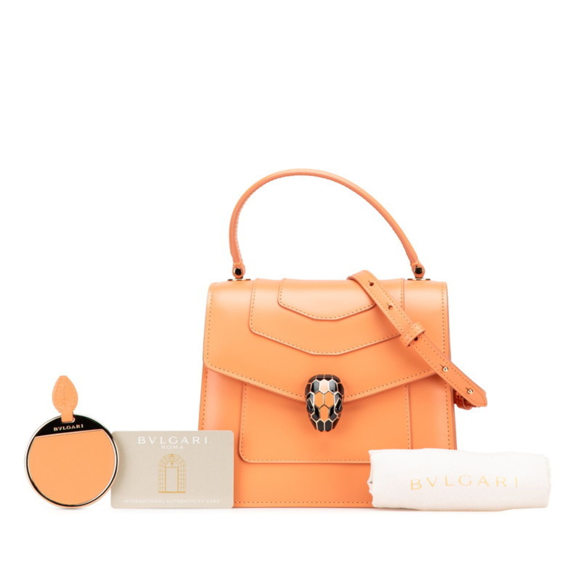 Bvlgari BVLGARI Serpenti Forever Handbag/Shoulder Bag, 2-Way, Orange Leather, Women's Size ONE SIZE - 12 Thumbnail