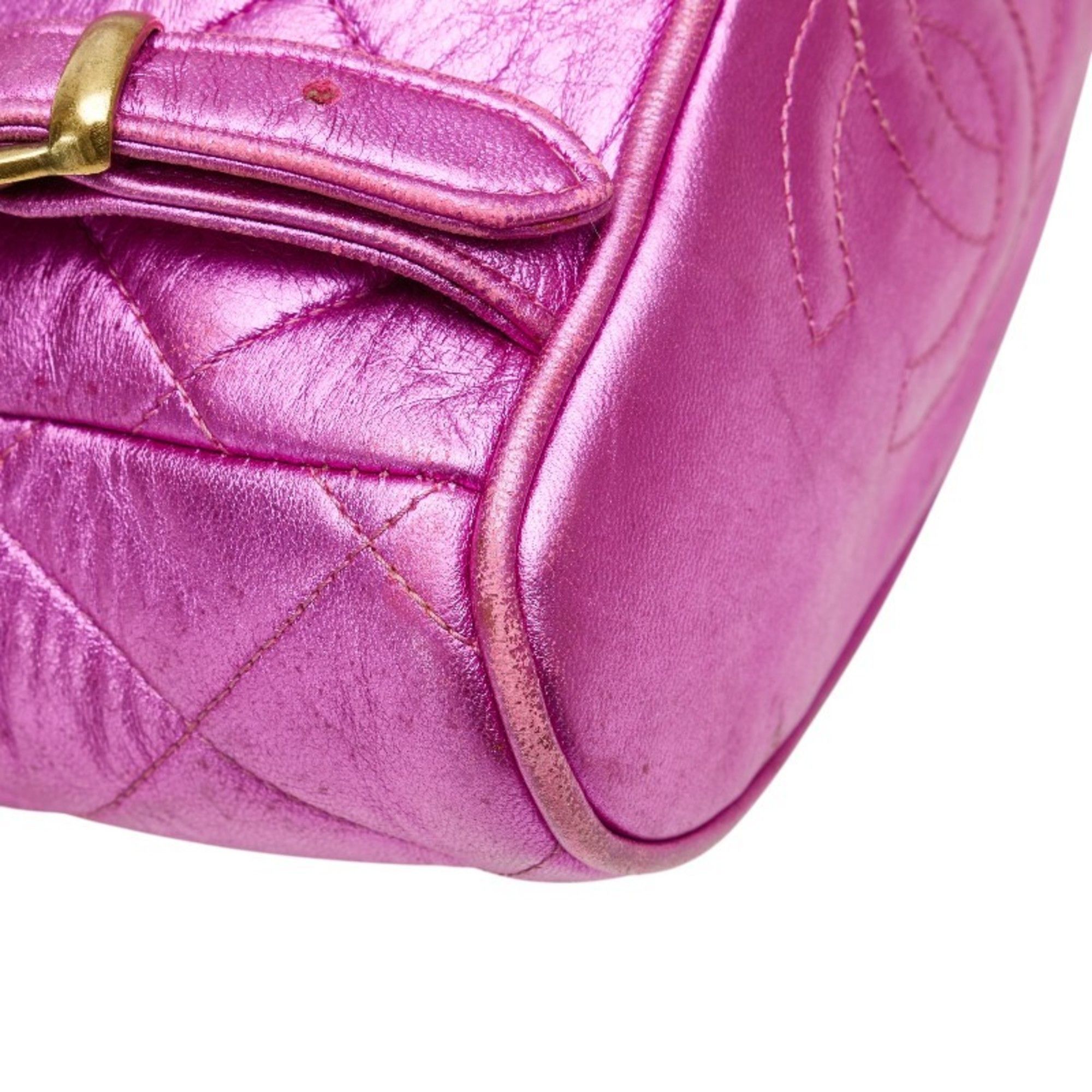 Chanel CHANEL Matelasse Coco Mark Gold Hardware Chain Backpack Metallic Pink Lambskin Women's Size ONE SIZE - 6 Thumbnail