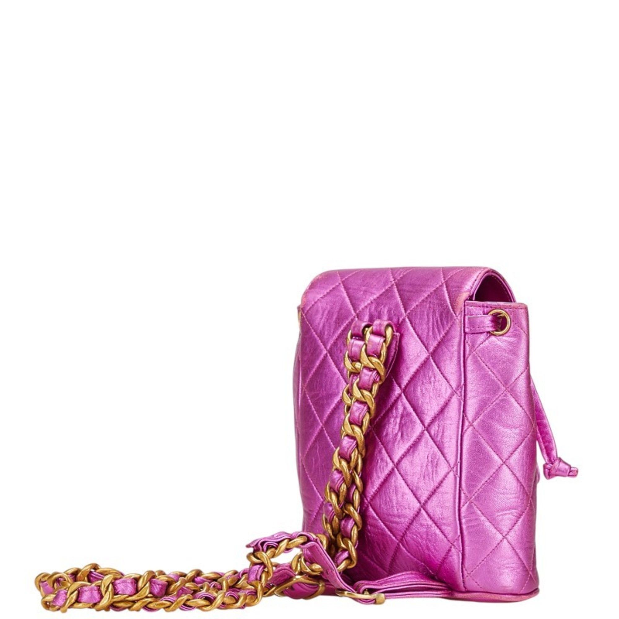 Chanel CHANEL Matelasse Coco Mark Gold Hardware Chain Backpack Metallic Pink Lambskin Women's Size ONE SIZE - 2 Thumbnail