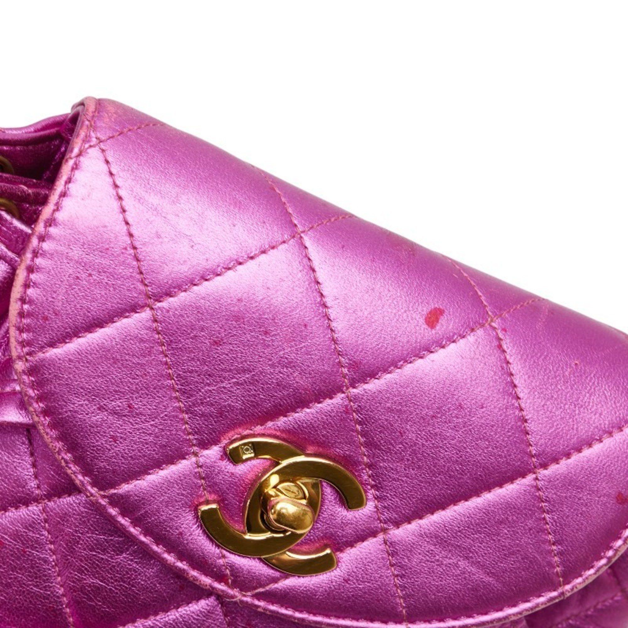 Chanel CHANEL Matelasse Coco Mark Gold Hardware Chain Backpack Metallic Pink Lambskin Women's Size ONE SIZE - 8 Thumbnail