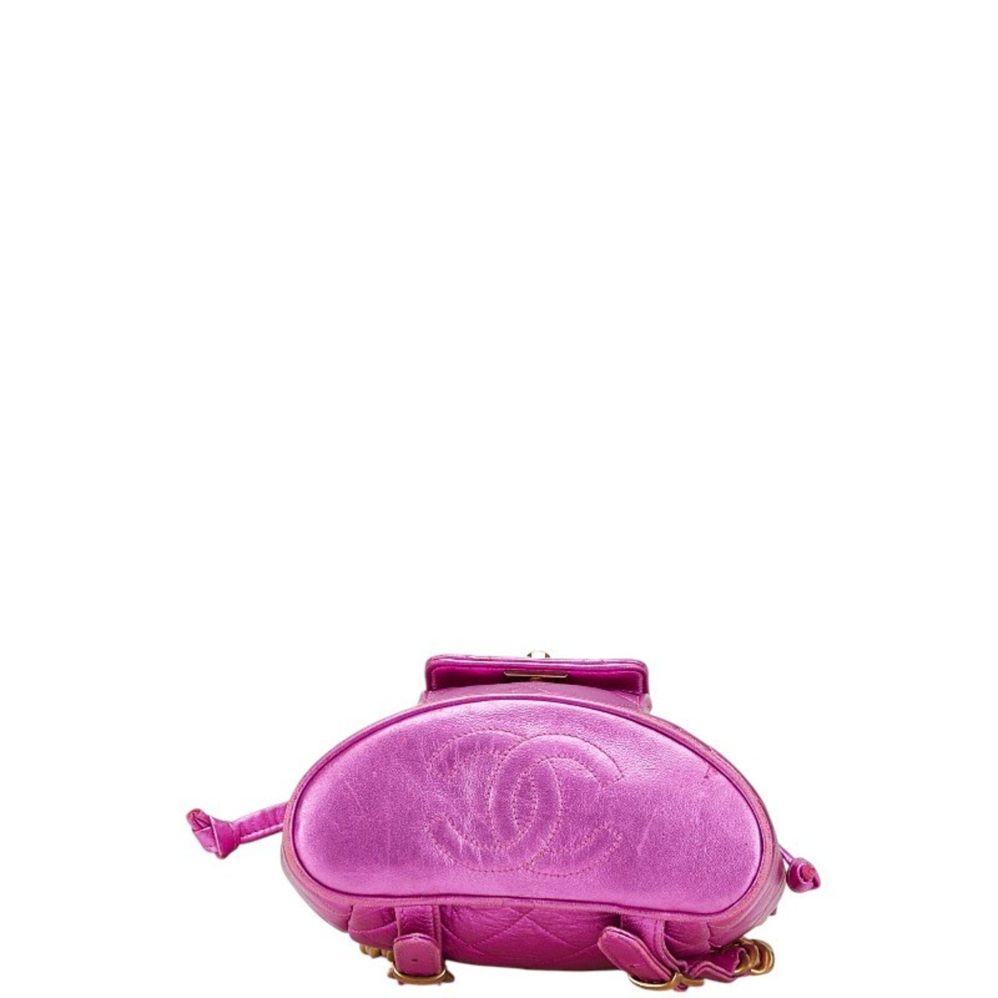 Chanel CHANEL Matelasse Coco Mark Gold Hardware Chain Backpack Metallic Pink Lambskin Women's Size ONE SIZE - 3 Thumbnail