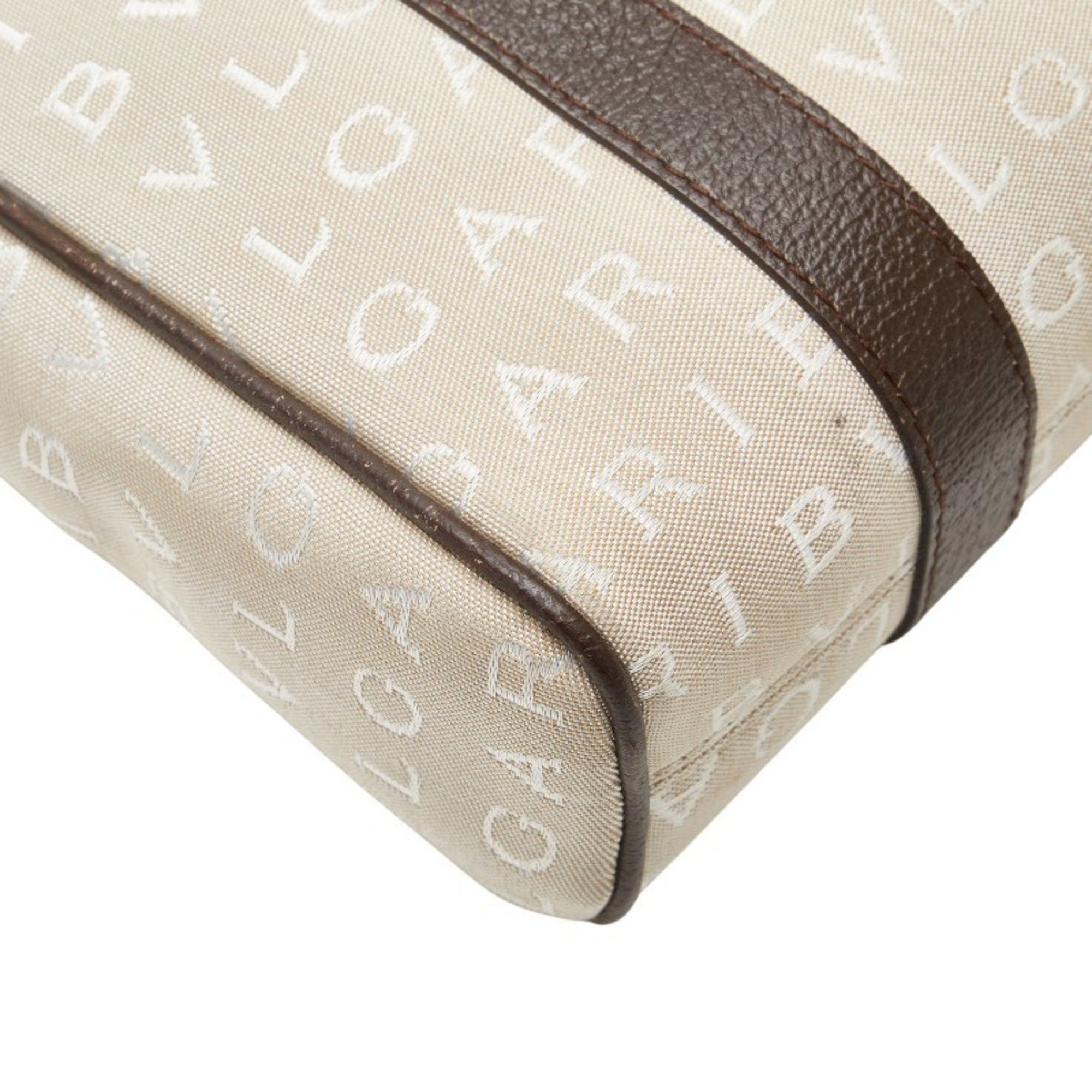 Bvlgari Bvlgari Logomania Handbag Mini Tote Bag Beige Brown Canvas Leather Women's BVLGARI Size ONE SIZE - 5 Thumbnail