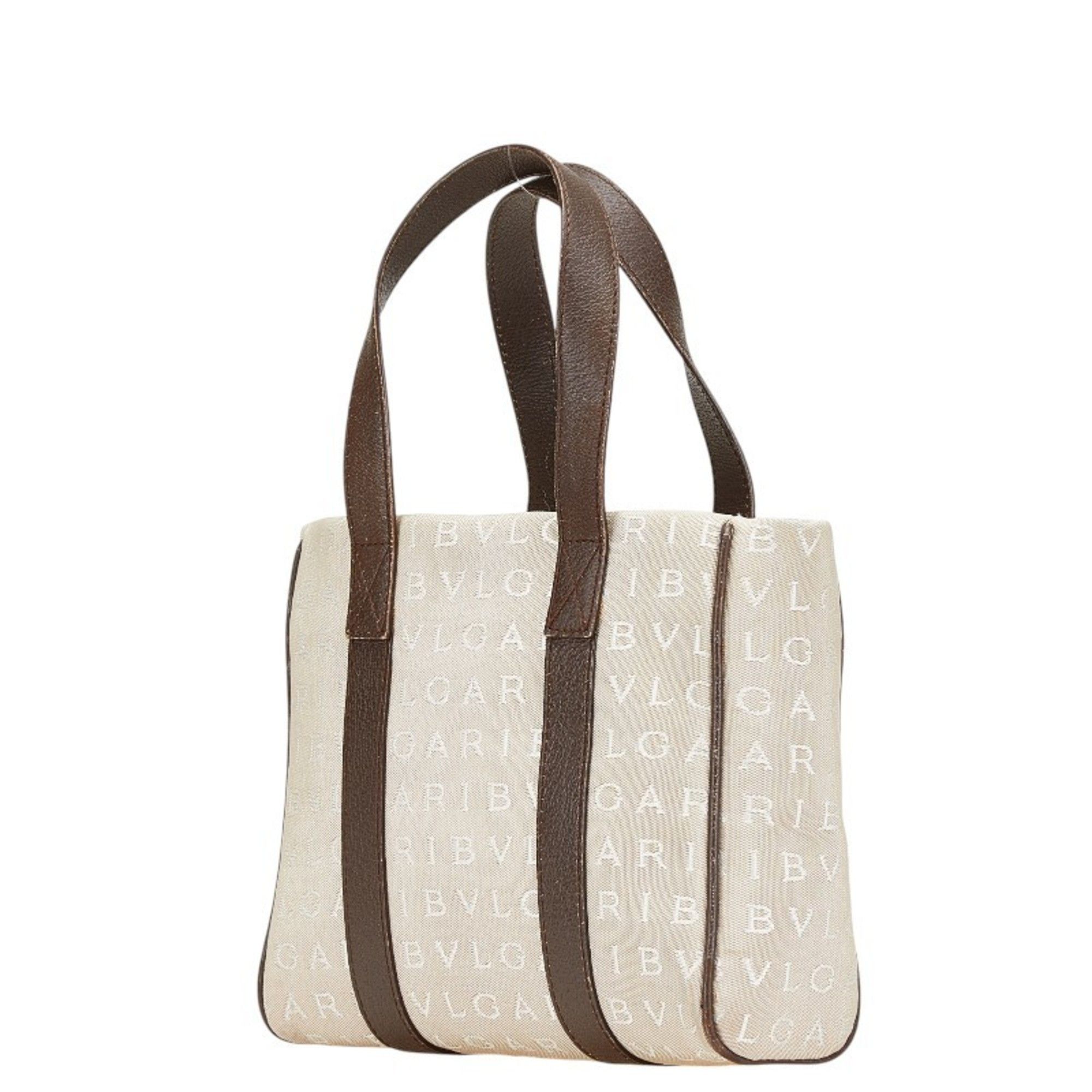 Bvlgari Bvlgari Logomania Handbag Mini Tote Bag Beige Brown Canvas Leather Women's BVLGARI Size ONE SIZE - 2 Thumbnail