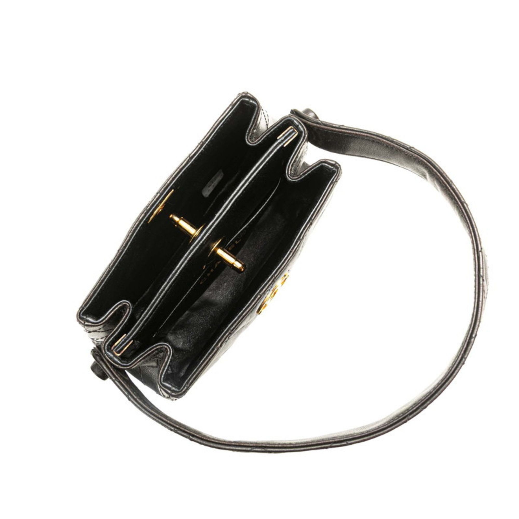 Chanel CHANEL Matelasse Coco Mark Mini Handbag in Black Lambskin for Women Size ONE SIZE - 8 Thumbnail